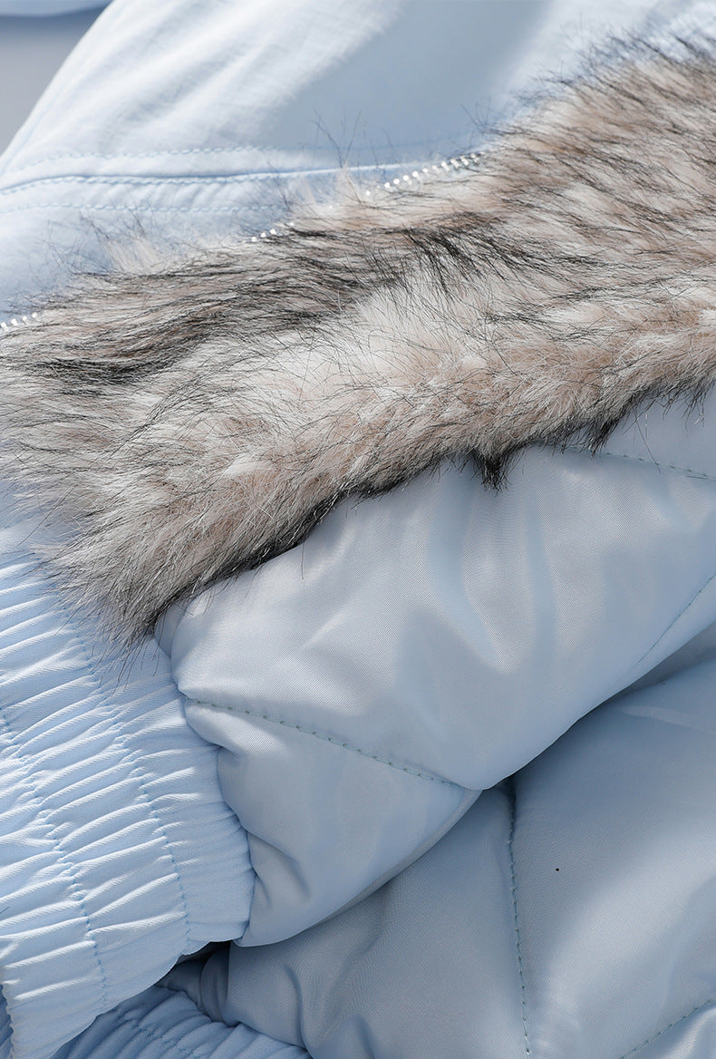 Windproof Padded Jacket with Faux Fur Collar and Hood