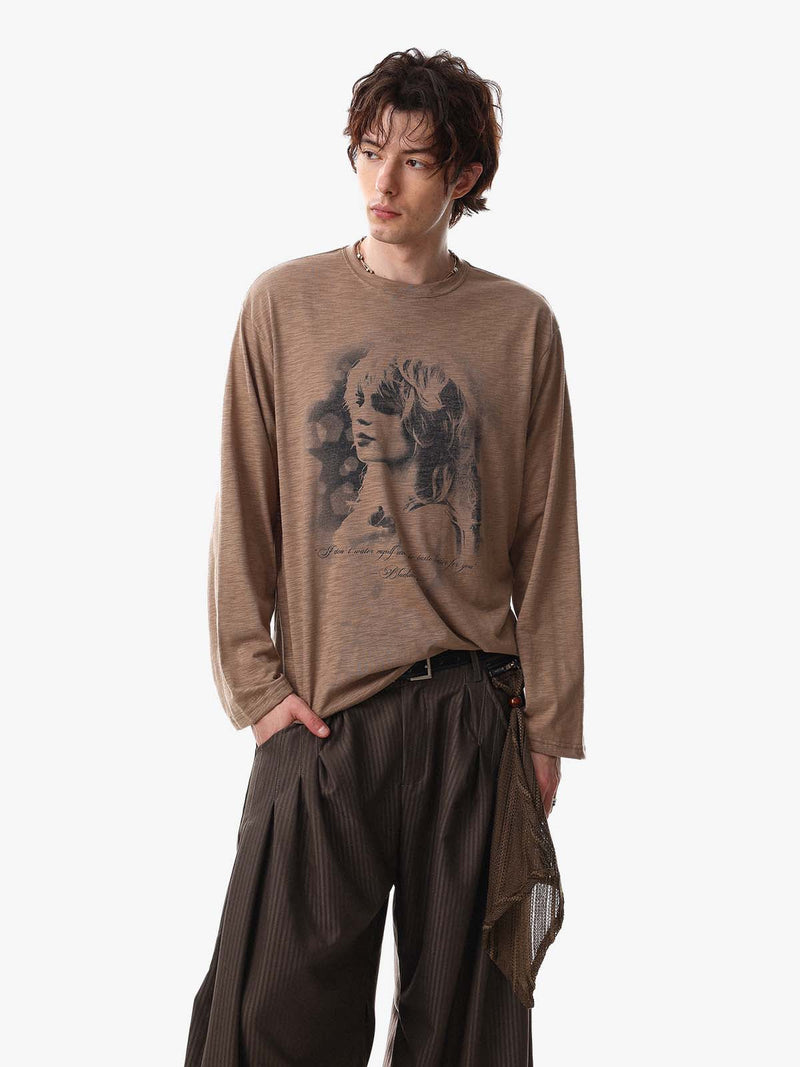 Retro Portrait Design Long Sleeve Tee