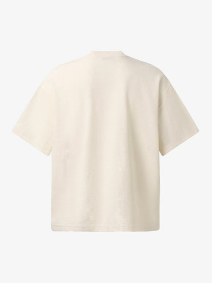 Oversized Waffle Knit T-Shirt with Graffiti Devil Graphic