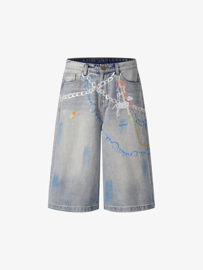 Urban Graffiti Denim Jorts