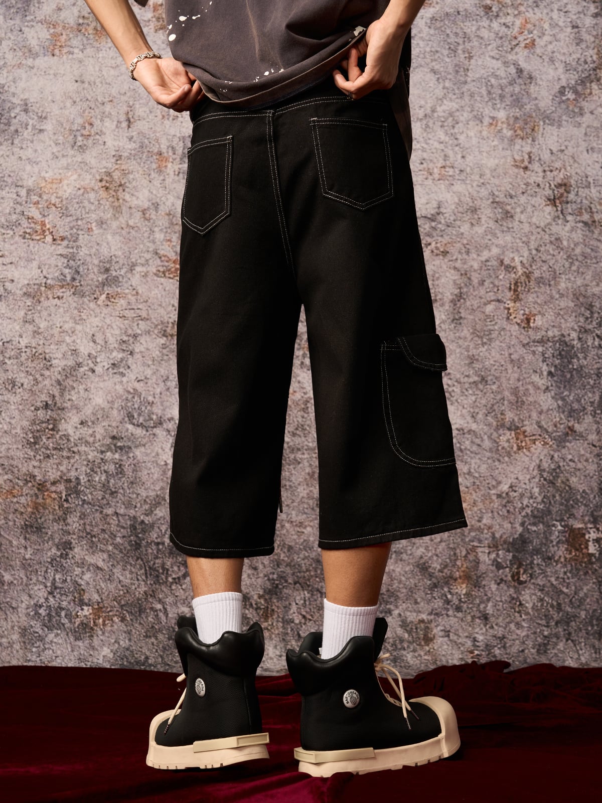 Embellished Denim Cargo Jorts