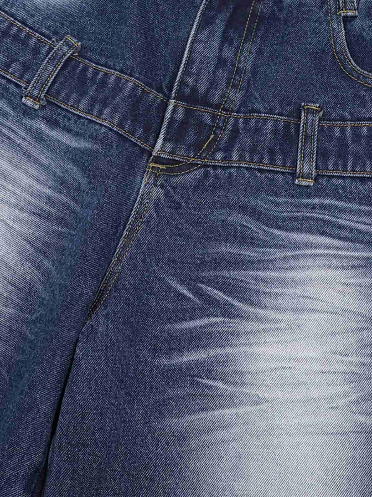 Vintage Washed Double Waistband Denim Shorts