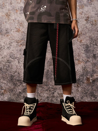 Embellished Denim Cargo Jorts