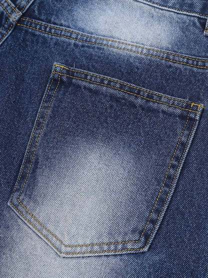 Vintage Washed Double Waistband Denim Shorts