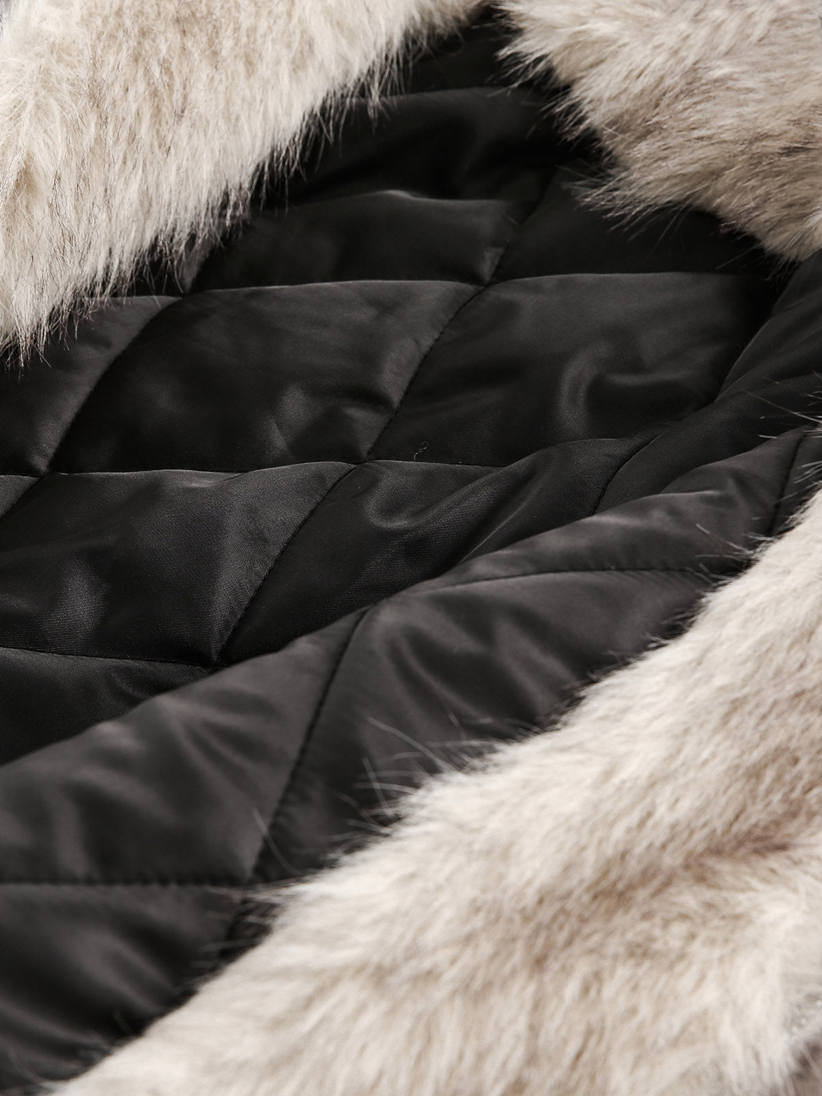 Quilted Jacket with Spliced Fur Hood