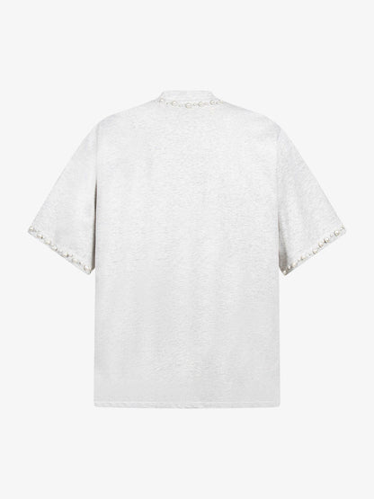 Chic Oversized T-Shirt with Pearl Accents