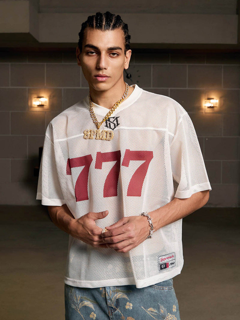 Jersey Letter Print Quick Dry V-Neck T-Shirt