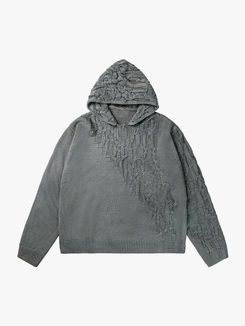 Asymmetric Irregular Knitted Sweater Hoodie