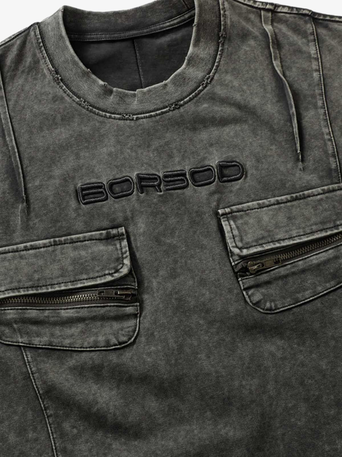 Retro Distressed Multi-Pocket Tee
