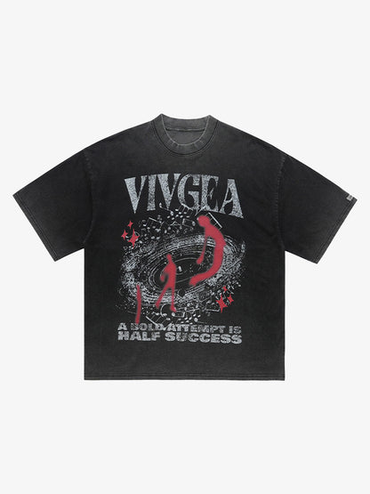 Distressed Oversized Galaxy Graphic Tee