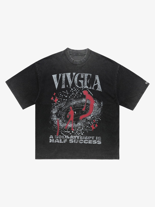 Distressed Oversized Galaxy Graphic Tee