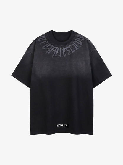 Vintage Gradient Letter Graphic Oversized T-Shirt