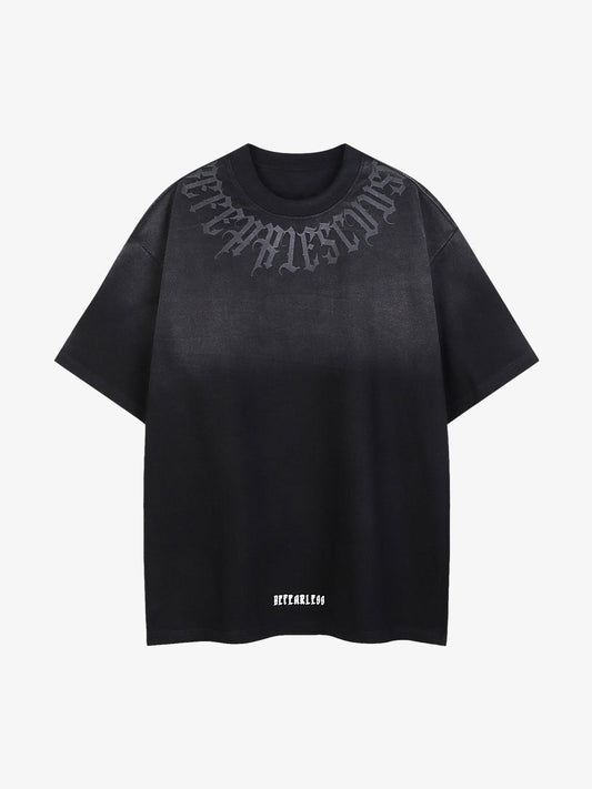 Vintage Gradient Letter Graphic Oversized T-Shirt