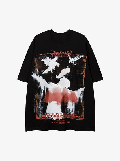 Crow Erosion Shadow Hip-Hop Tee