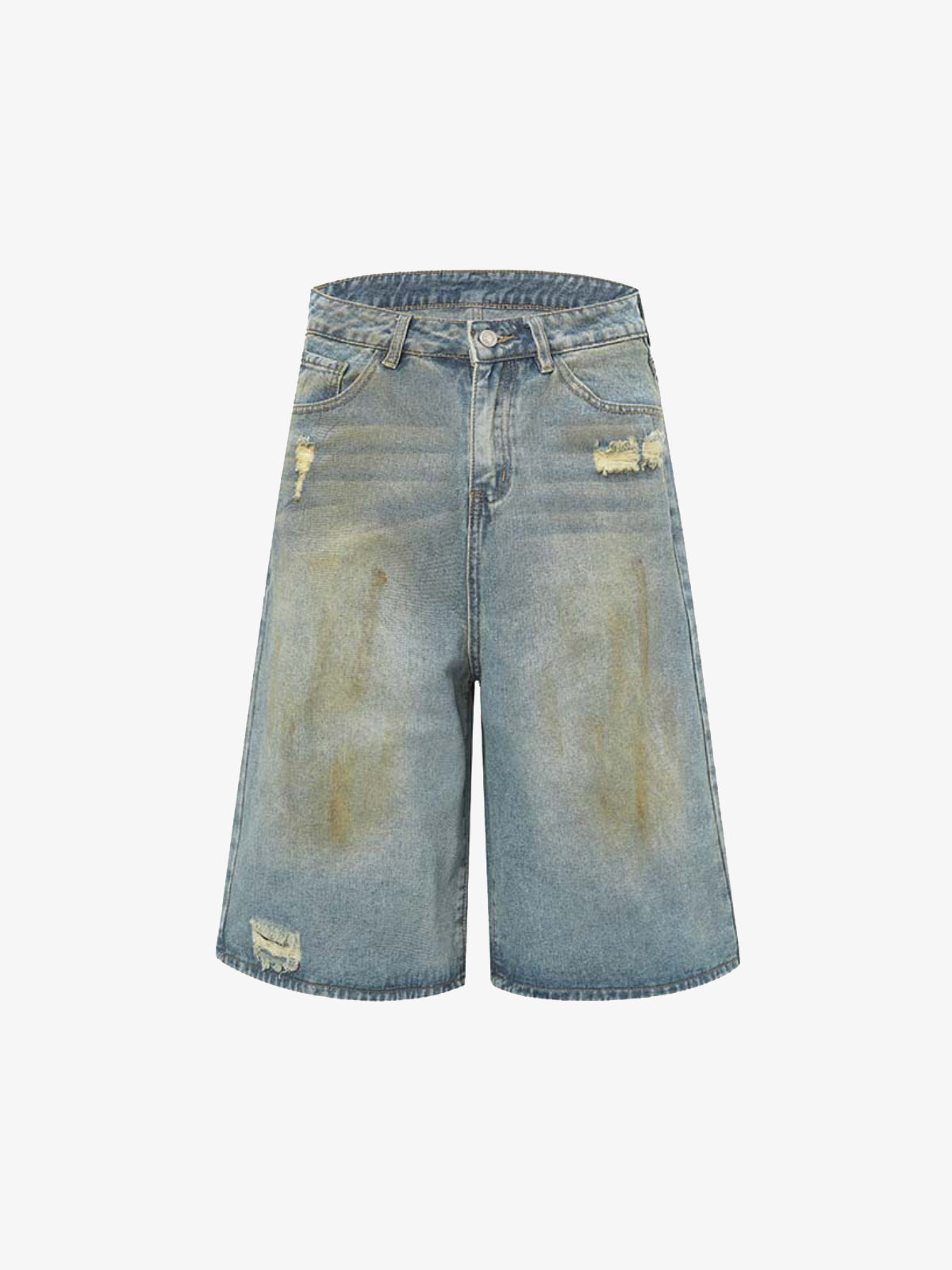 Distressed Ripped Jorts Washed Finish and Spray-Paint Details