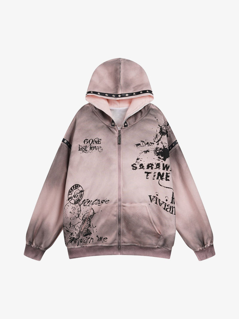 Wasteland Style Distressed Graffiti Hoodie