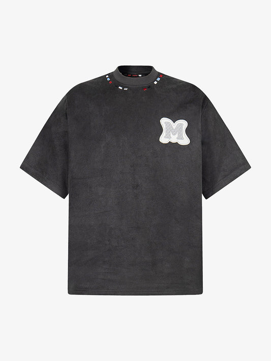 Embroidered Neckline Oversized Tee