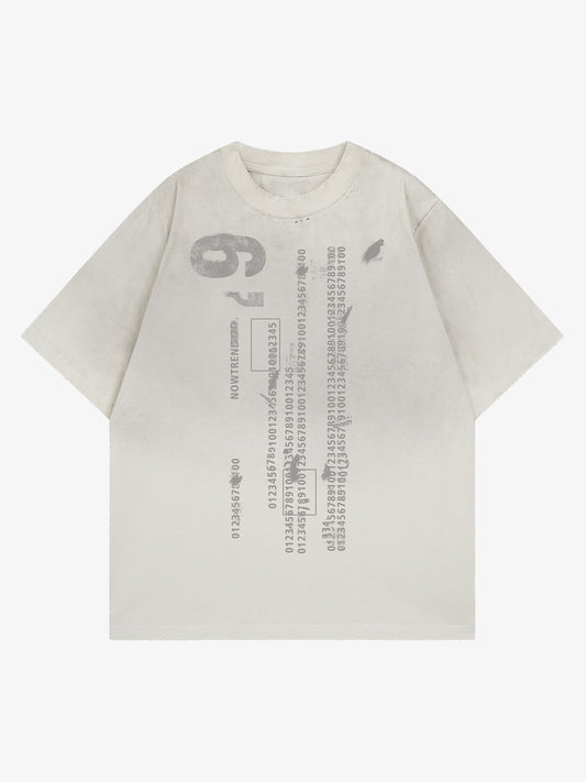 Vintage-Inspired Distressed Graphic Code Tee