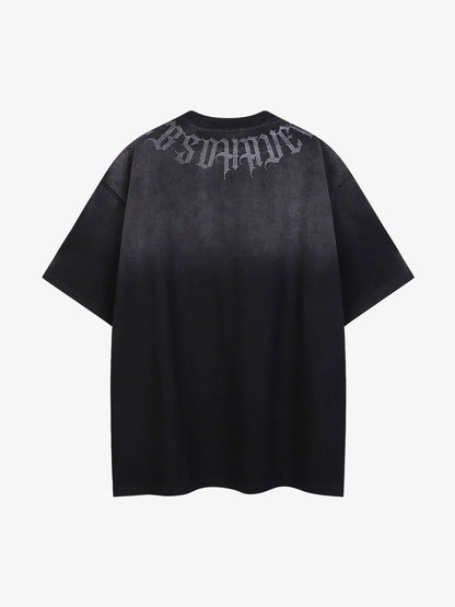 Vintage Gradient Letter Graphic Oversized T-Shirt