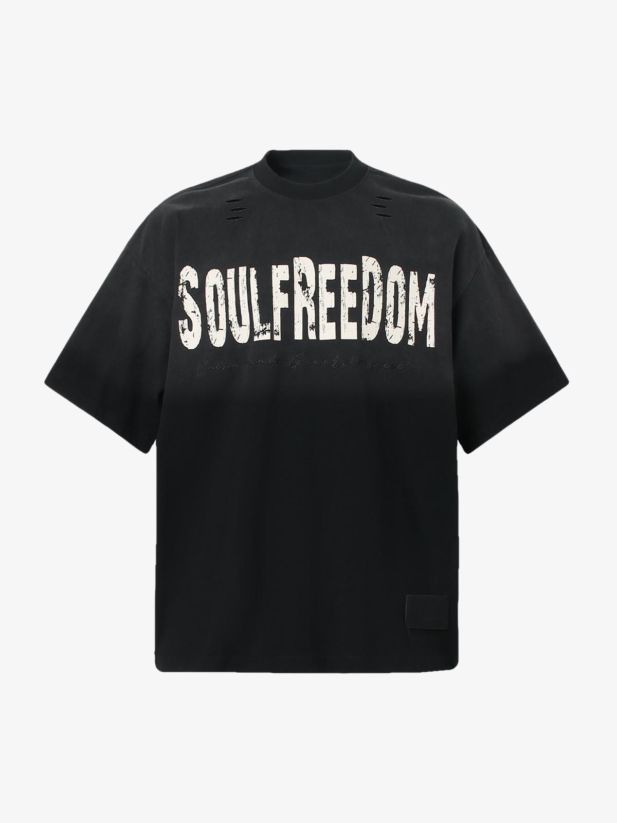 Vintage Gradient Letter Graphic Crew Neck T-Shirt