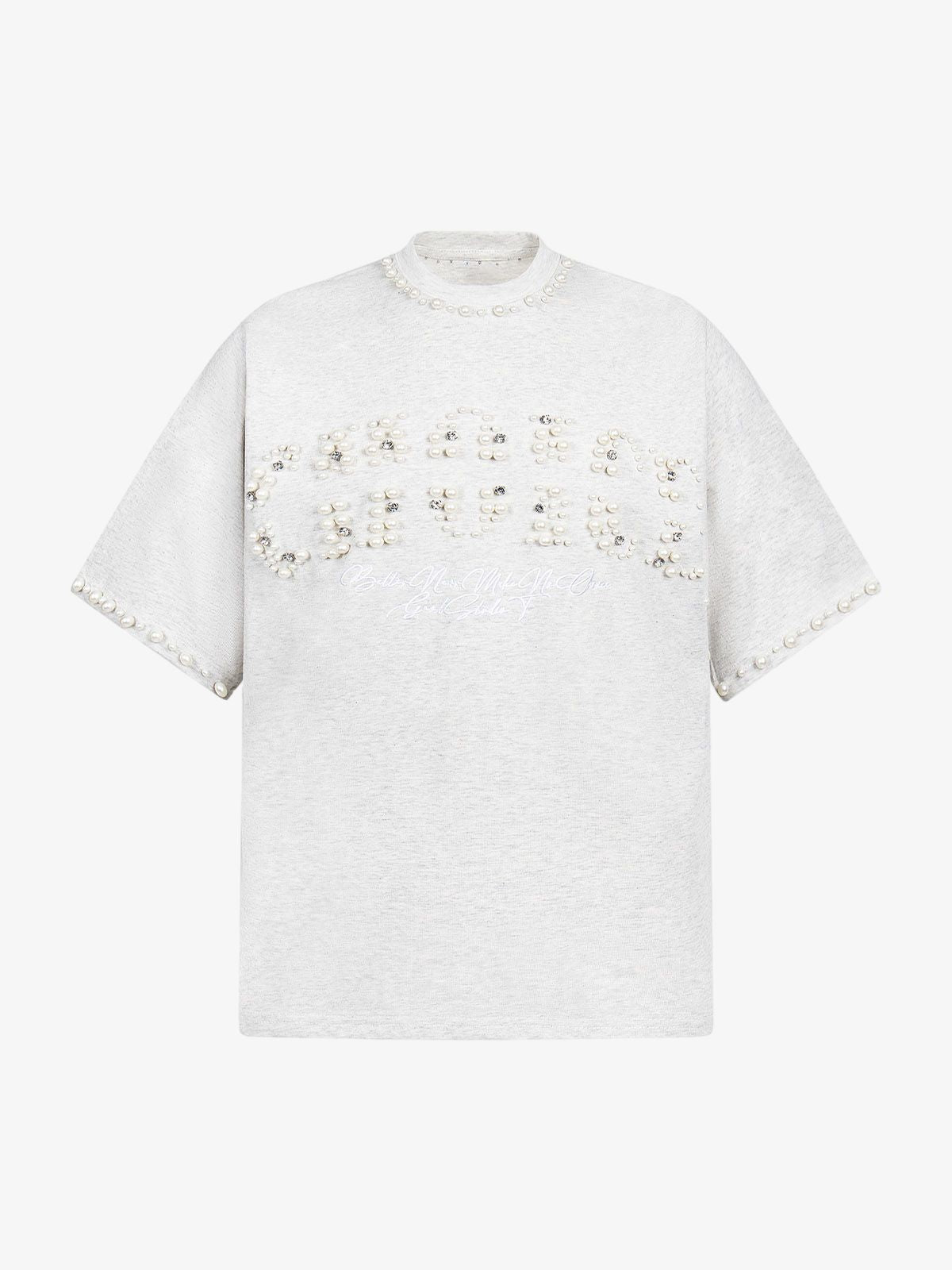 Chic Oversized T-Shirt with Pearl Accents