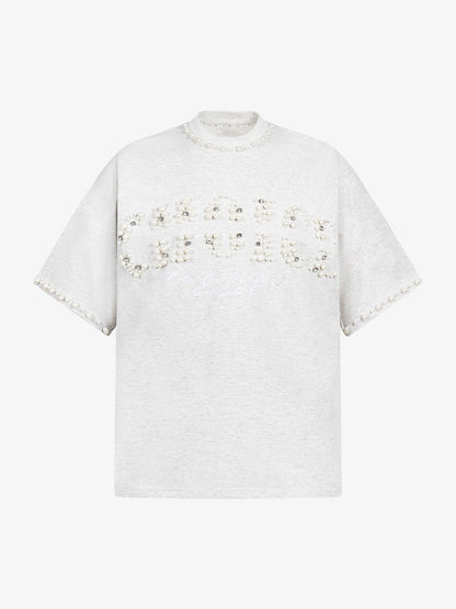 Chic Oversized T-Shirt with Pearl Accents
