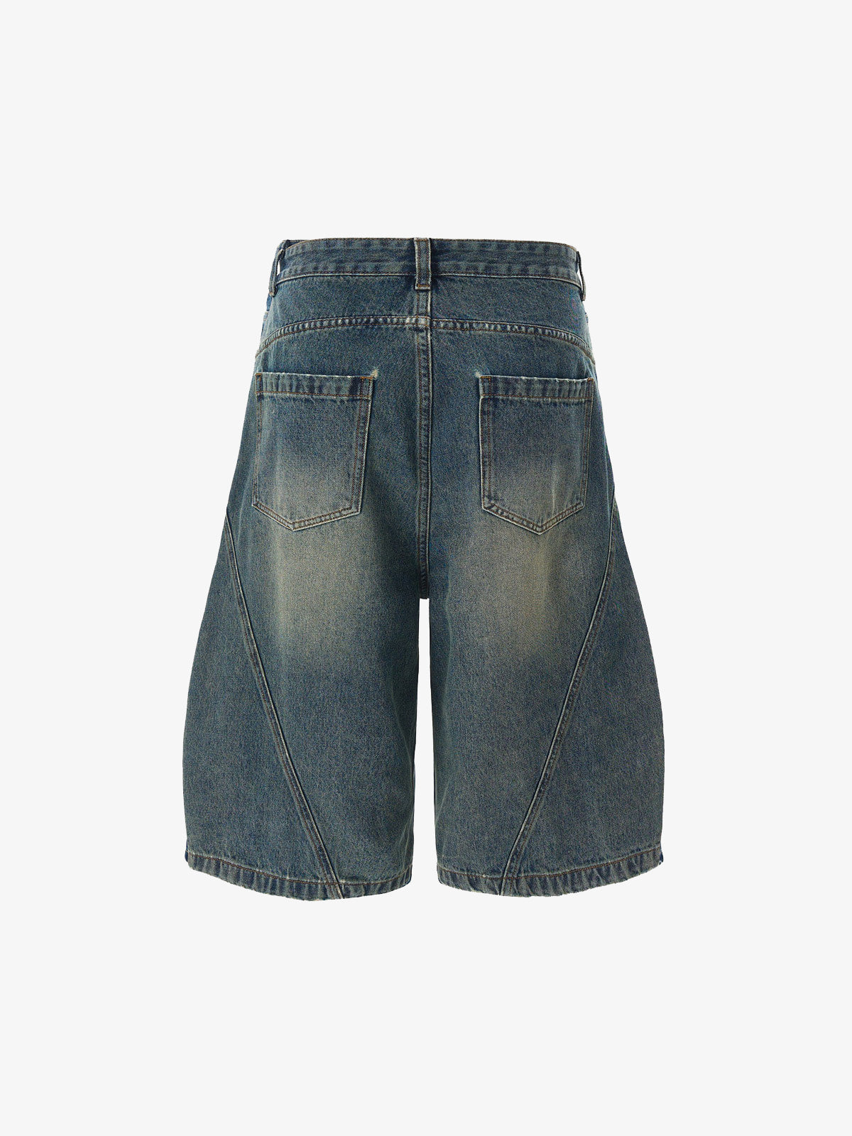 Faded Distressed Barrel Denim Shorts