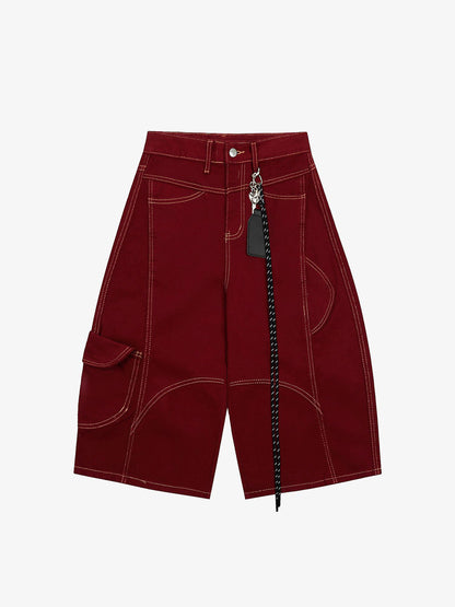 Embellished Denim Cargo Jorts