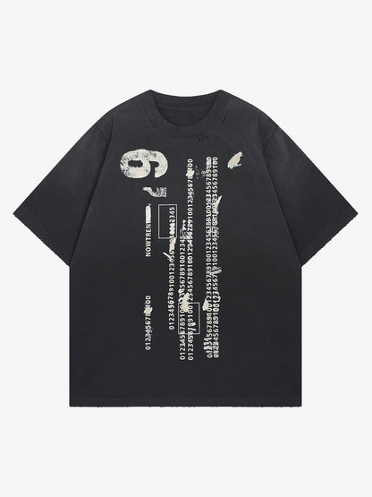 Vintage-Inspired Distressed Graphic Code Tee