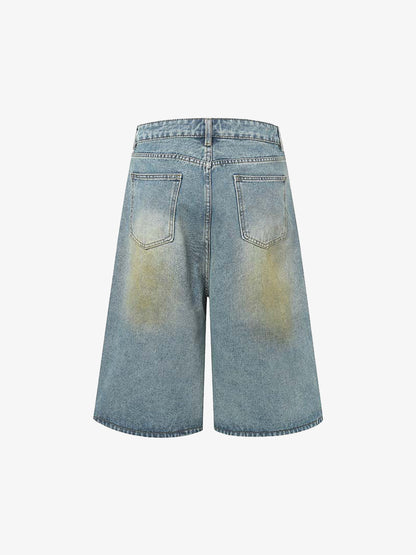 Distressed Ripped Jorts Washed Finish and Spray-Paint Details