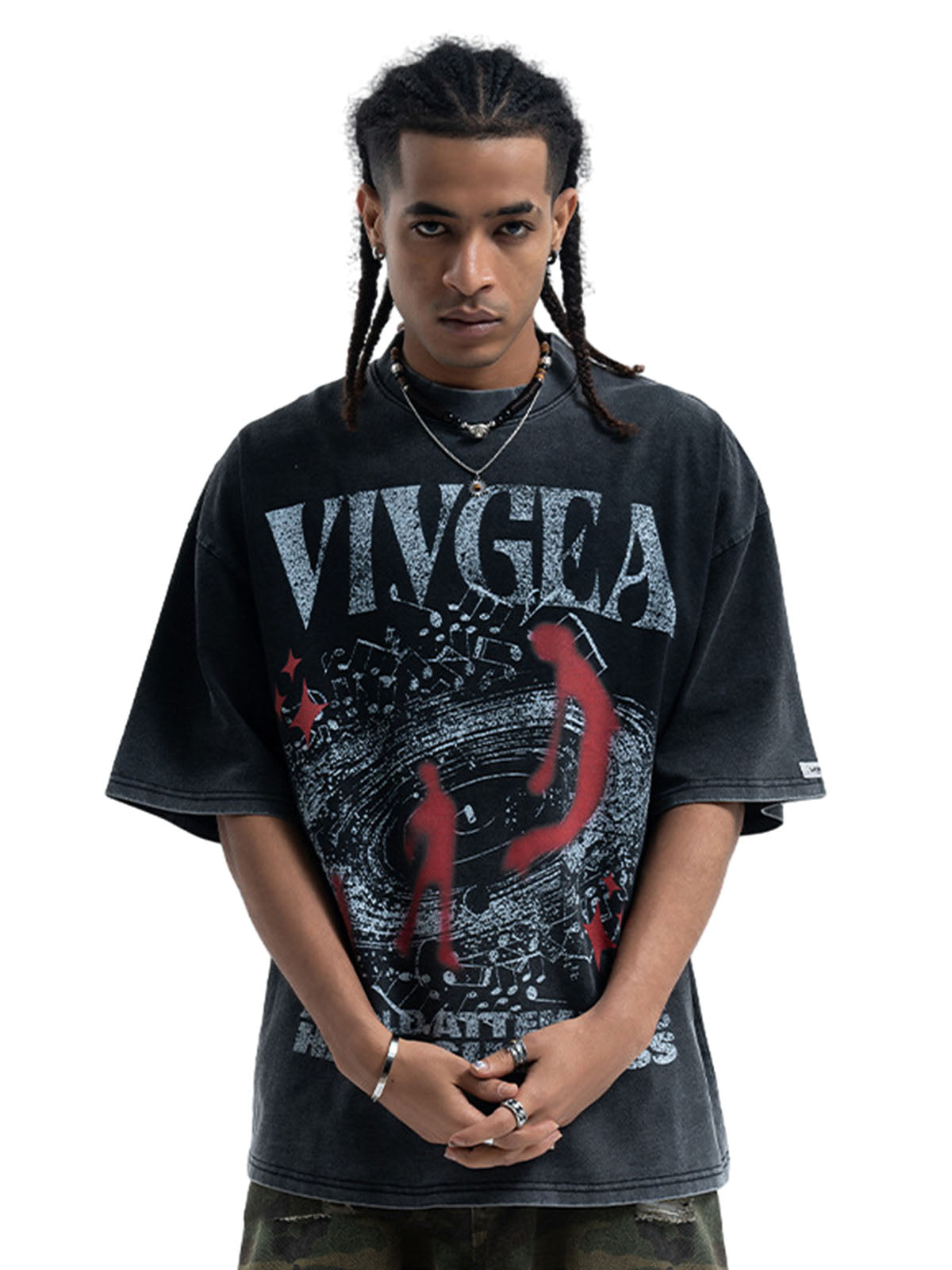 Distressed Oversized Galaxy Graphic Tee