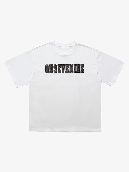 Camo Print Short Sleeve T-Shirt with Letter Design