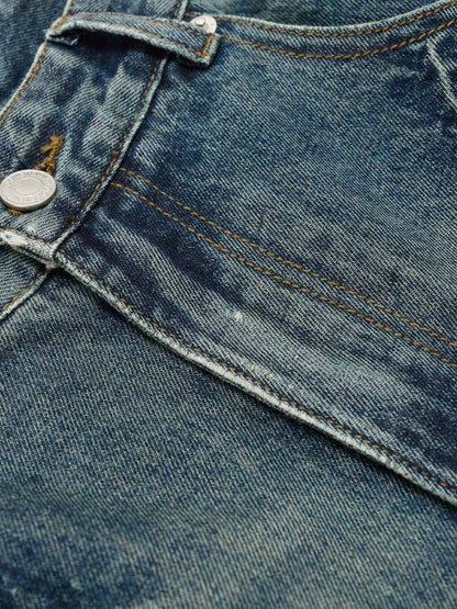 Faded Distressed Barrel Denim Shorts