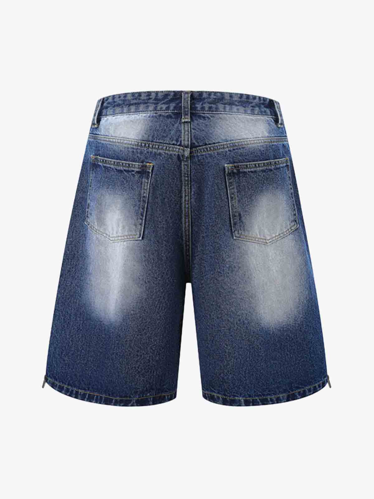 Vintage Washed Double Waistband Denim Shorts