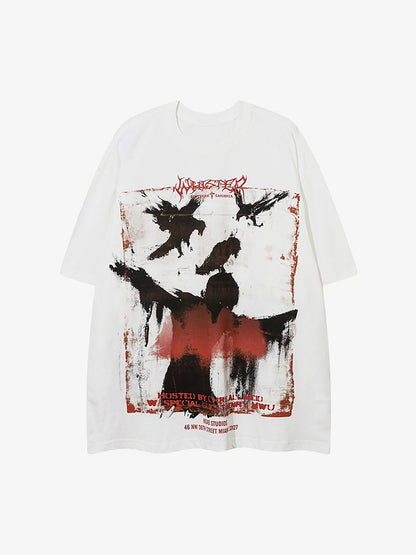 Crow Erosion Shadow Hip-Hop Tee