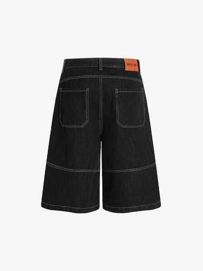 Denim Jorts with Contrast Stitching