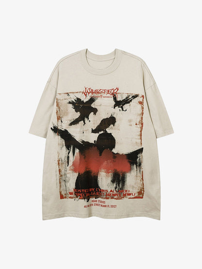 Crow Erosion Shadow Hip-Hop Tee