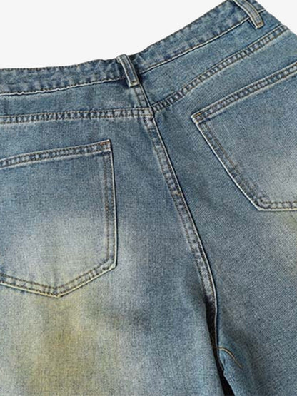 Distressed Ripped Jorts Washed Finish and Spray-Paint Details