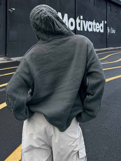 Asymmetric Irregular Knitted Sweater Hoodie