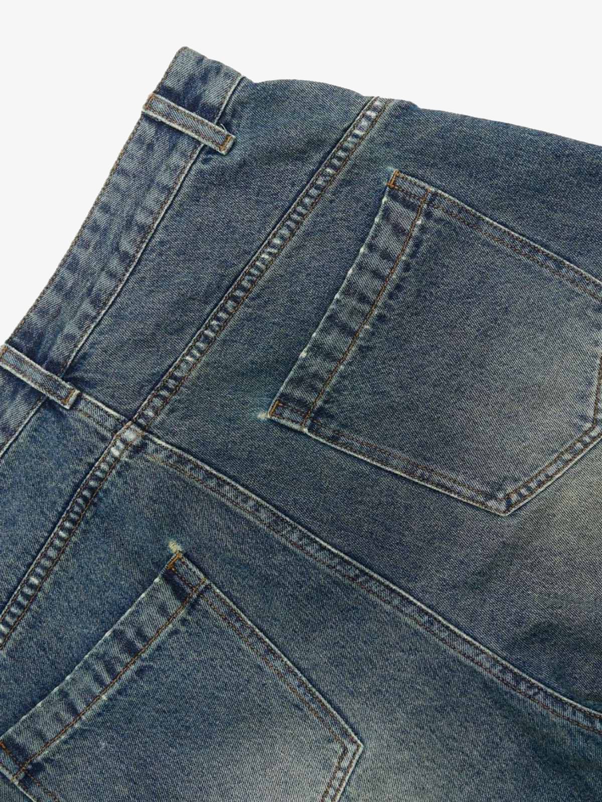 Faded Distressed Barrel Denim Shorts