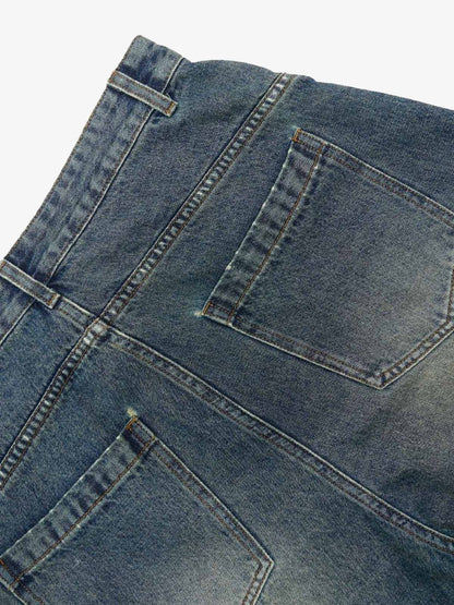 Faded Distressed Barrel Denim Shorts