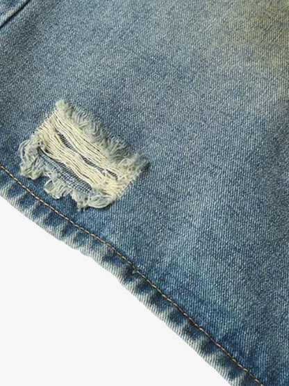 Distressed Ripped Jorts Washed Finish and Spray-Paint Details
