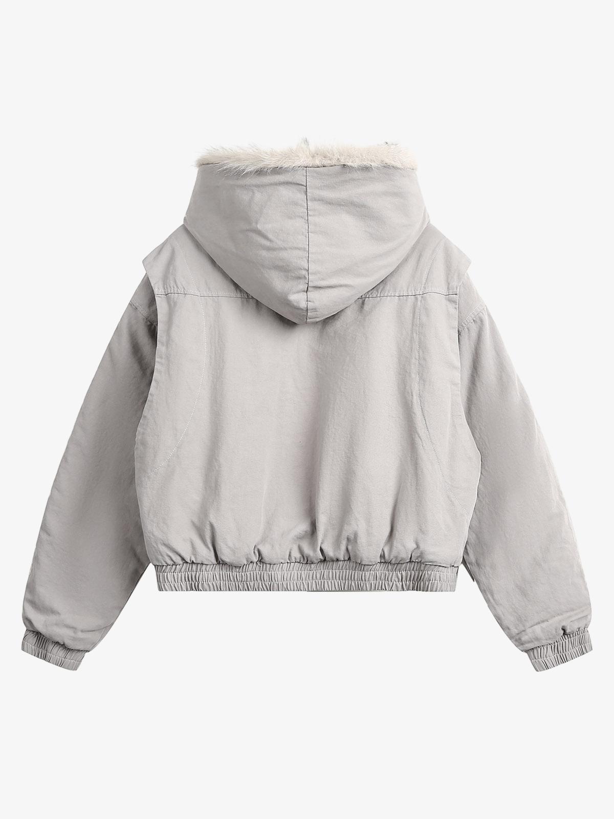 Quilted Jacket with Spliced Fur Hood