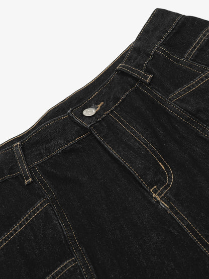 Denim Jorts with Contrast Stitching