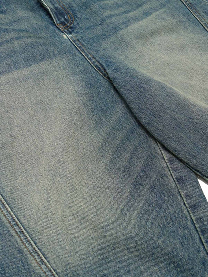 Faded Distressed Barrel Denim Shorts