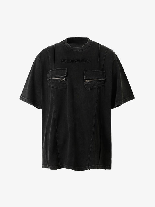 Retro Distressed Multi-Pocket Tee