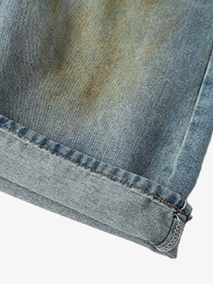 Distressed Ripped Jorts Washed Finish and Spray-Paint Details