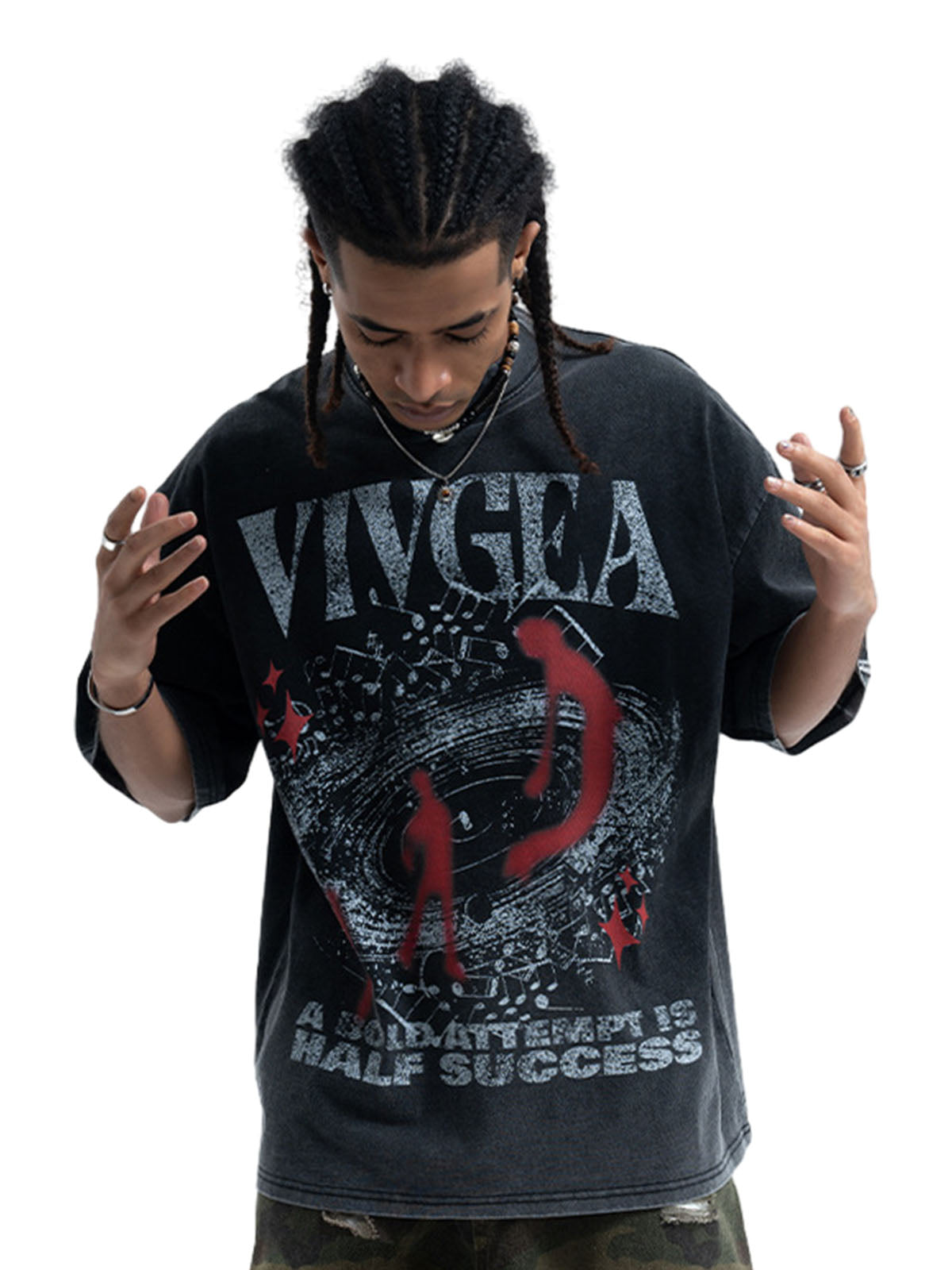 Distressed Oversized Galaxy Graphic Tee
