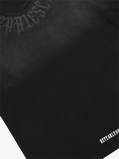 Vintage Gradient Letter Graphic Oversized T-Shirt