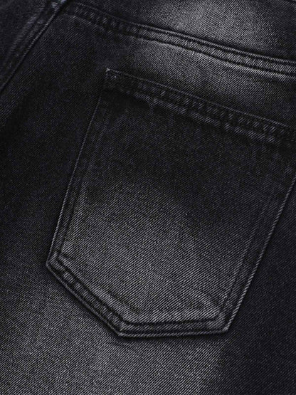 Vintage Washed Double Waistband Denim Shorts